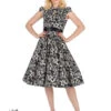 Black Cream Rose Tea Dress