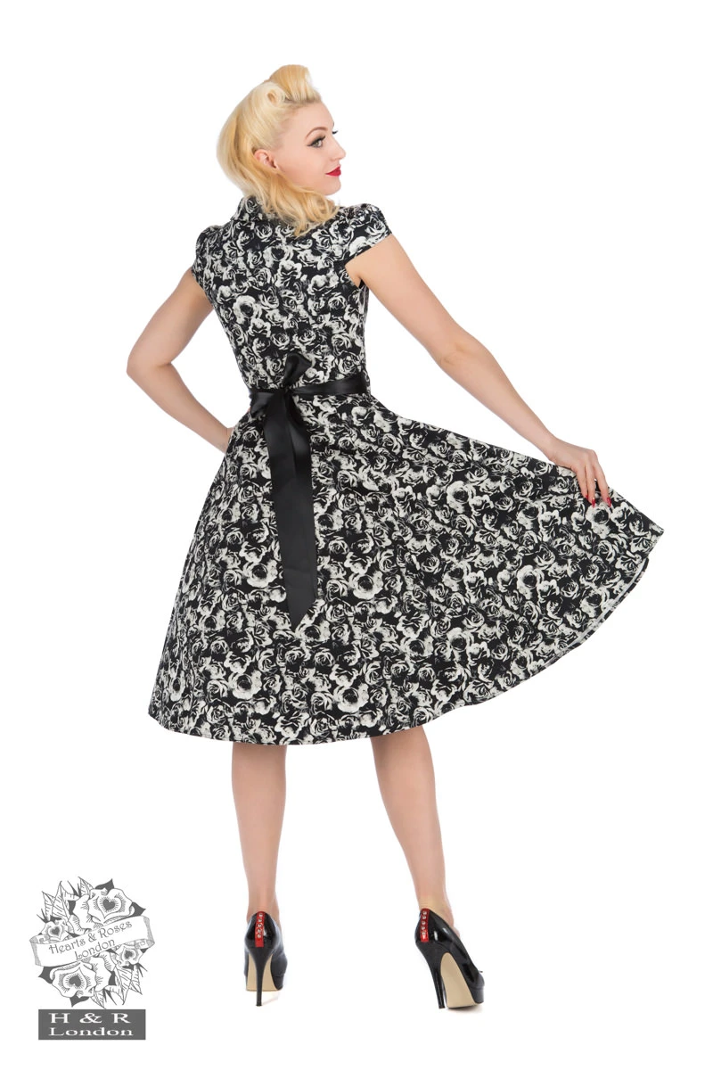 Black Cream Rose Tea Dress 2 Black Cream Rose Tea Dress - Image 2