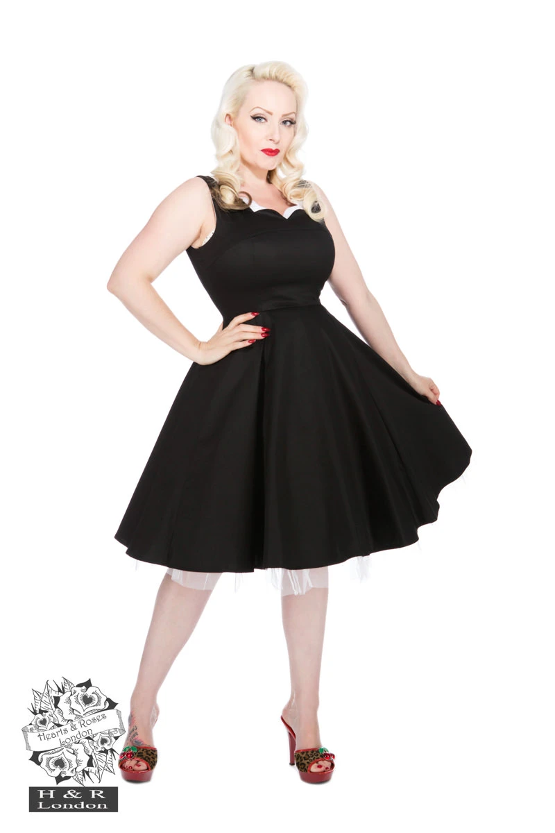 Black White Queen Anne Neck Long Dress 1 Black White Queen Anne Neck Long Dress