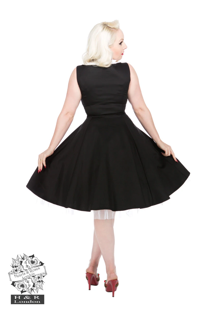 Black White Queen Anne Neck Long Dress 2 Black White Queen Anne Neck Long Dress - Image 2