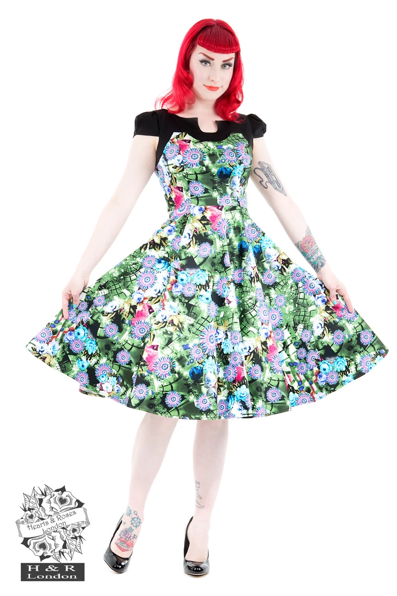 Green Crop Floral Swing Dress 1 Green Crop Floral Swing Dress