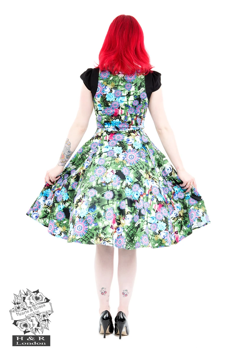 Green Crop Floral Swing Dress 2 Green Crop Floral Swing Dress - Image 2