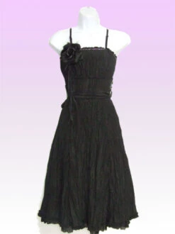 Black Creased Slinky Dress