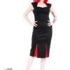 Black Red Pleats Pencil Dress