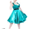 Green Satin 50s Prom Swing Dress
