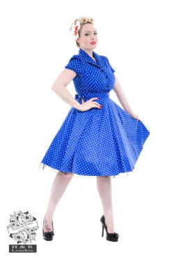 Blue White Small Polka Dot Tea Dress