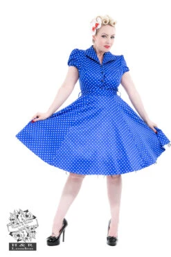 Blue White Small Polka Dot Tea Dress -EliteCloset Sales Store 14364510186839 Blue20White20Small20Dot20Long20Dress 3