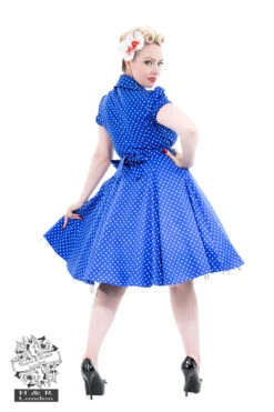 Blue White Small Polka Dot Tea Dress -EliteCloset Sales Store 14364510186839 Blue20White20Small20Dot20Long20Dress 4