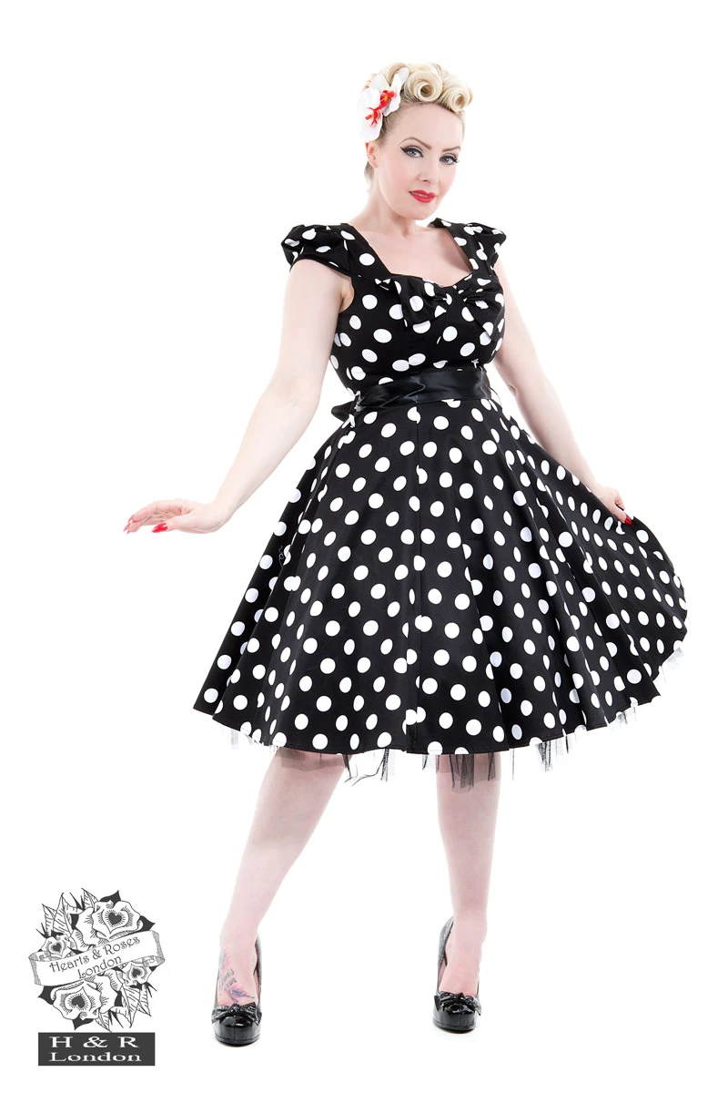 50's Vintage Big Polka Dot Tea Dress 1 50's Vintage Big Polka Dot Tea Dress