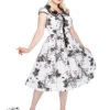 Tonal White Black Floral Day Dress