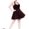 Black Red Flocked Dot Dress
