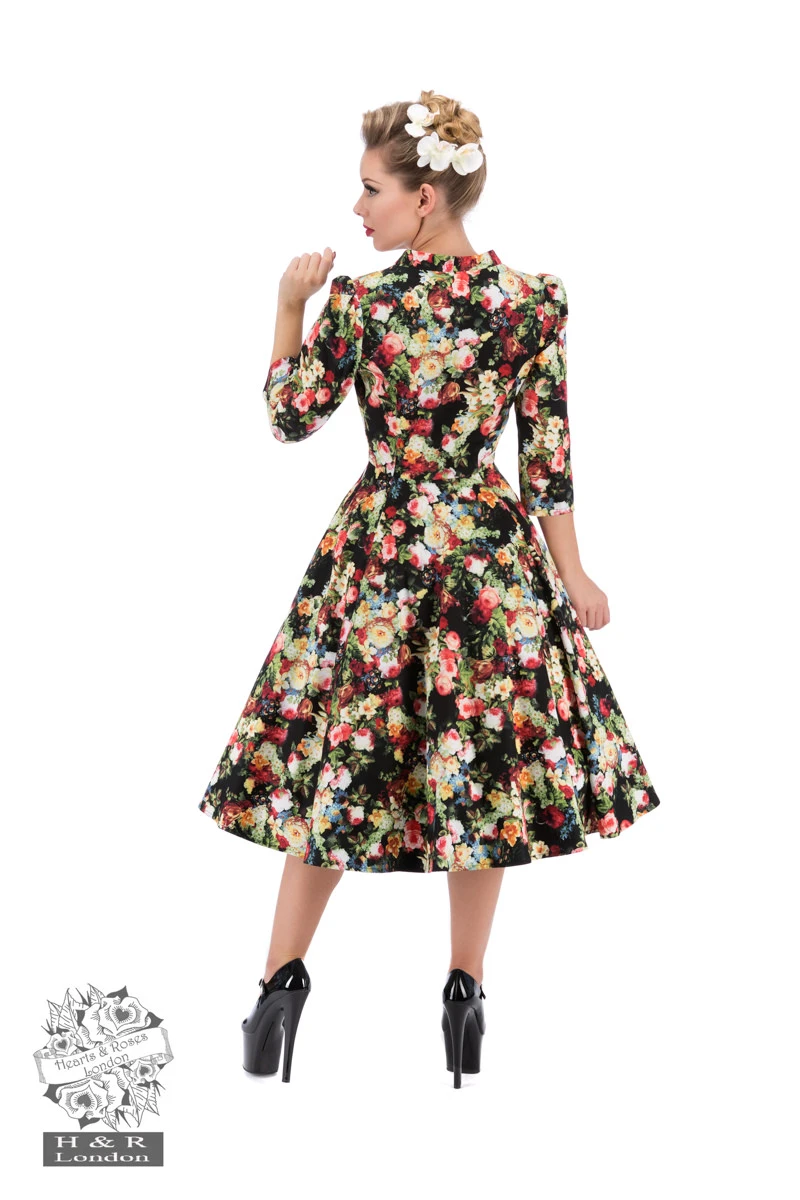 Thorny Rose Bloom 3/4 Sleeve Swing Dress 2 Thorny Rose Bloom 3/4 Sleeve Swing Dress - Image 2