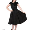 Desirable Black Velvet Flocked Tea Dress