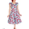 Blue Bombshell Cherry Tea Dress
