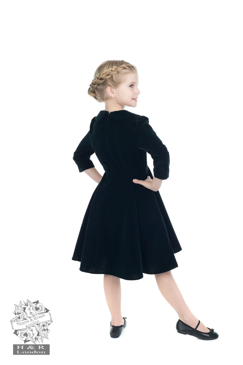 Glamorous Velvet Tea Dress In Green 2 Glamorous Velvet Tea Dress In Green - Image 2