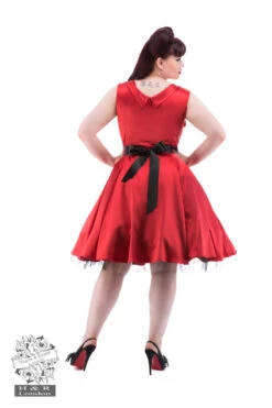 Red Satin 50s Prom Swing Dress -EliteCloset Sales Store 14816288936842 Red20Plus 2