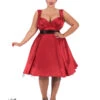 Red Satin 50s Prom Swing Dress