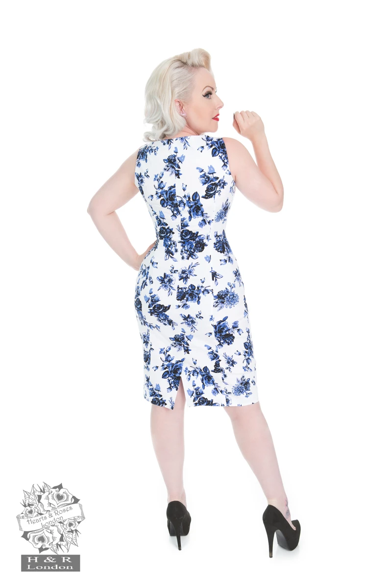 Blue Rosaceae Wiggle Dress 2 Blue Rosaceae Wiggle Dress - Image 2