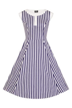Blue Stripe Hepburn Dress -EliteCloset Sales Store 15260515804171201