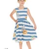 Blue Striped Skyscraper Sunflower Dress
