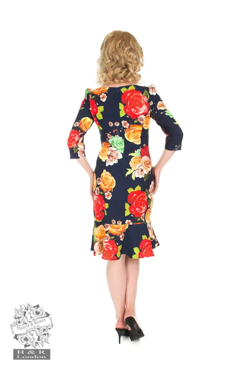 Navy Peplum Wiggle Dress 2 Navy Peplum Wiggle Dress - Image 2