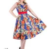 Royal Blue 50s Georgina Floral Swing Dress