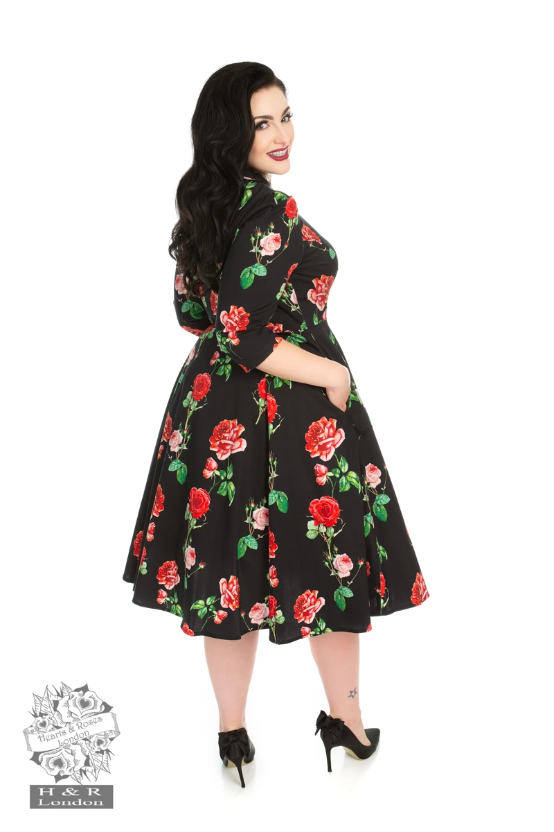 Black Red Roses Dress 2 Black Red Roses Dress - Image 2