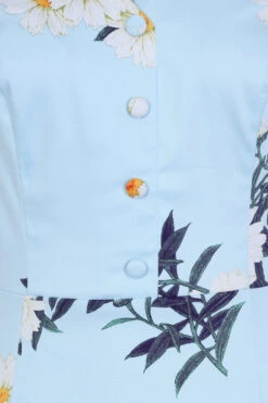 Vintage Blue Daisy Wiggle Dress -EliteCloset Sales Store 15488405955750202