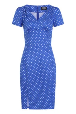 Amelia Polka Wiggle Dress In Blue 8 Amelia Polka Wiggle Dress In Blue -EliteCloset Sales Store 15488443075743201