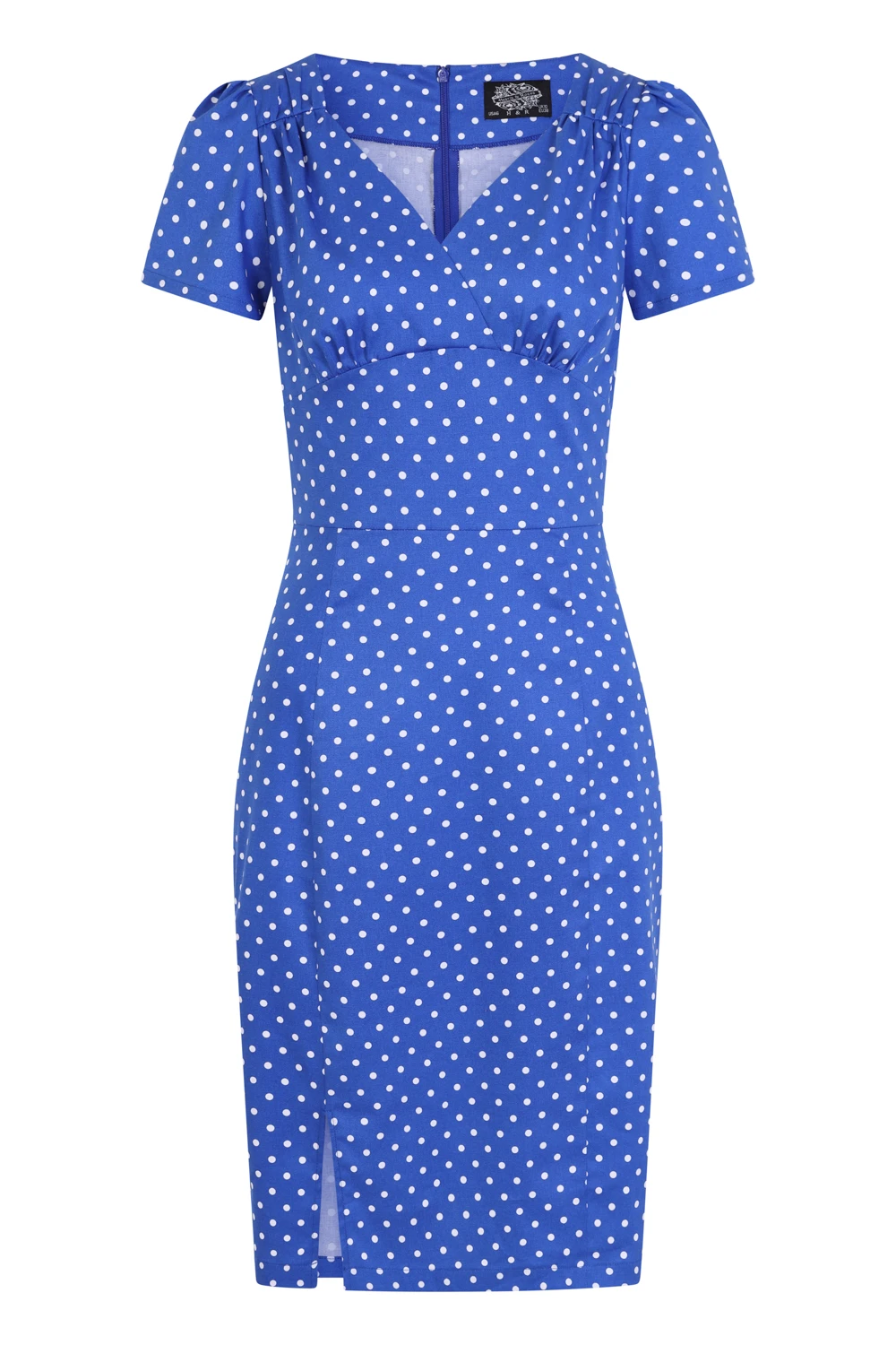 Amelia Polka Wiggle Dress In Blue 3 Amelia Polka Wiggle Dress In Blue - Image 3
