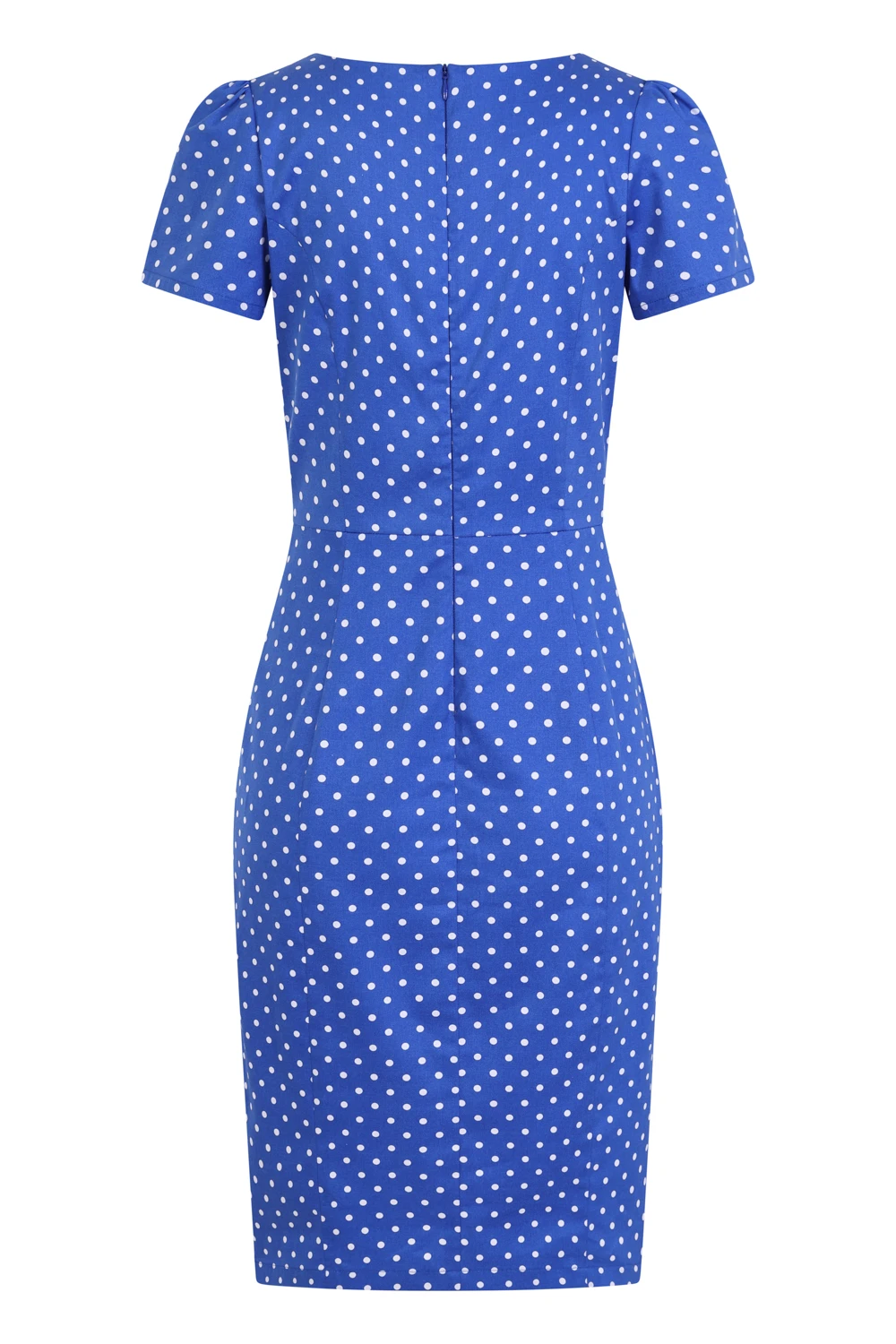 Amelia Polka Wiggle Dress In Blue 4 Amelia Polka Wiggle Dress In Blue - Image 4