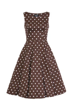 Cindy Polka Dot Swing Dress In Chocolate Brown -EliteCloset Sales Store 15500744274322201
