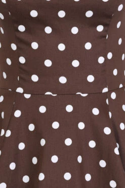 Cindy Polka Dot Swing Dress In Chocolate Brown -EliteCloset Sales Store 15500744464322202