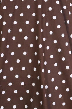Cindy Polka Dot Swing Dress In Chocolate Brown -EliteCloset Sales Store 15500744464322204