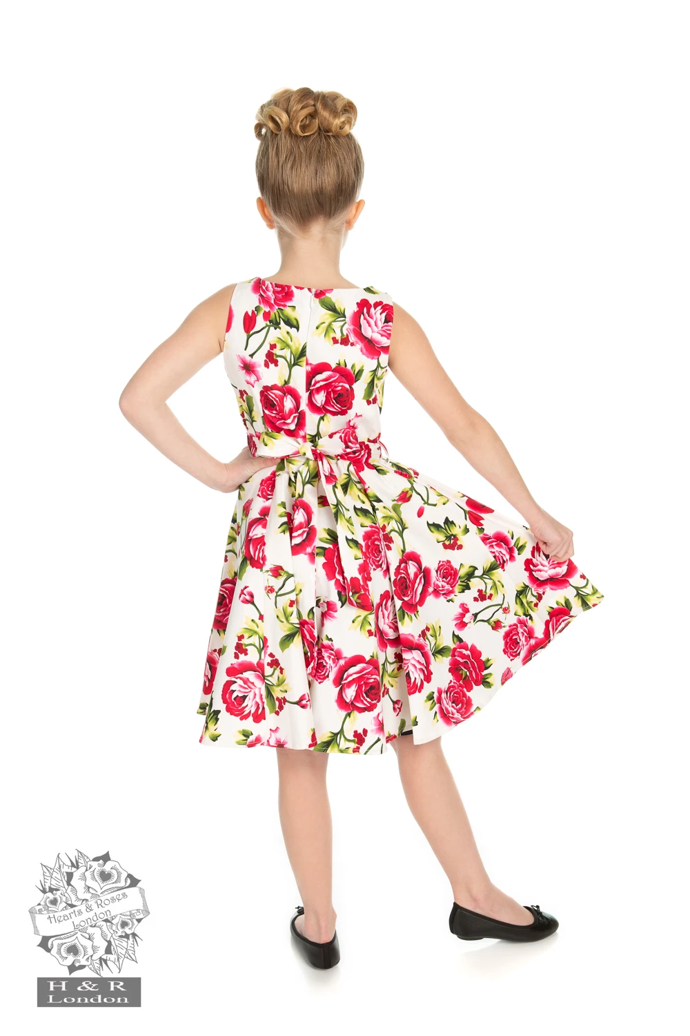 Girls Sweet Rose Swing Dress 2 Girls Sweet Rose Swing Dress - Image 2
