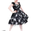 50's Imitation Black White Floral Tea Dress