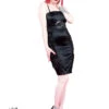 Black Ruched Satin Dress