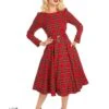 Highland Swing Dress In Red