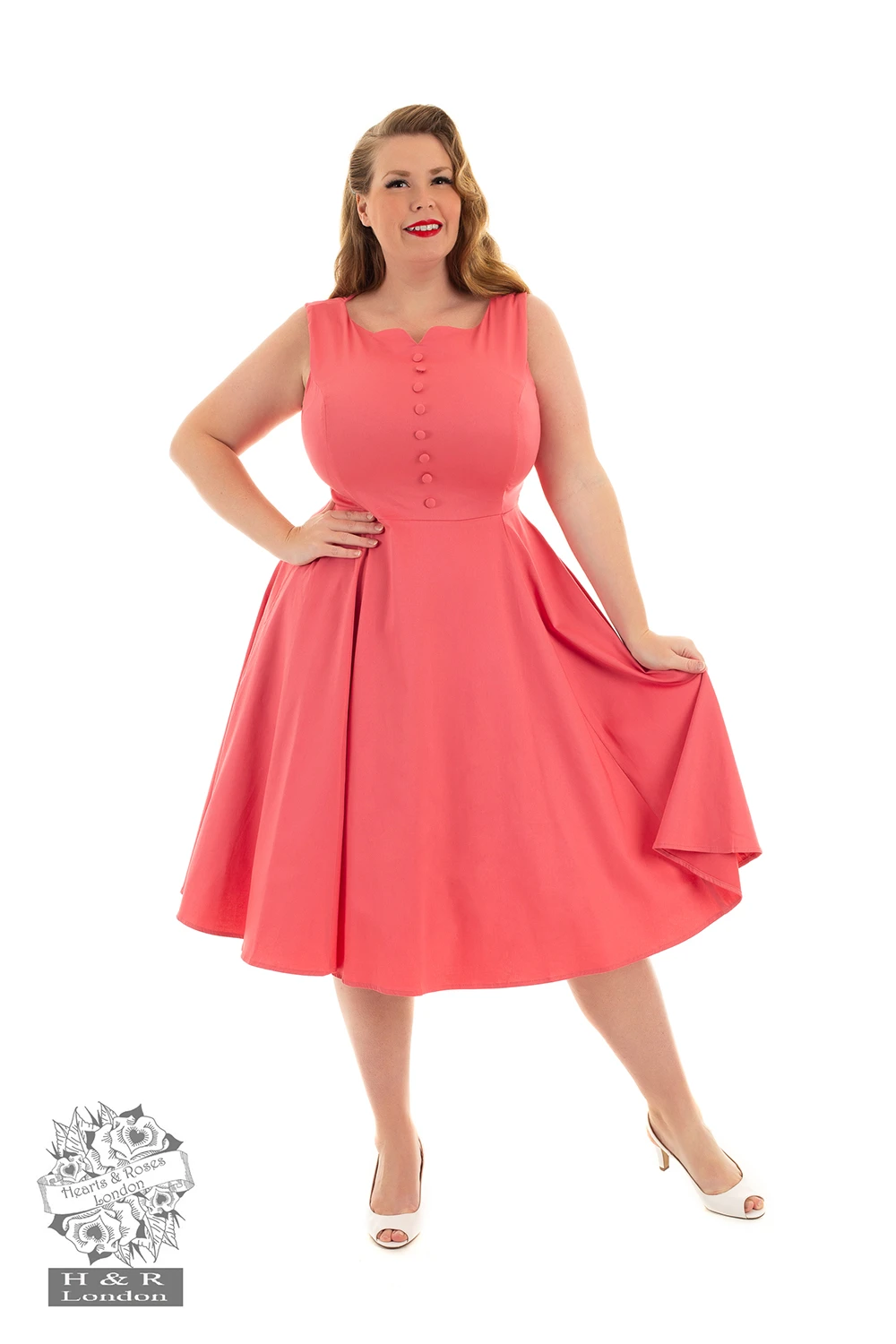 Pink Donna Swing Dress In Plus Size 1 Pink Donna Swing Dress In Plus Size