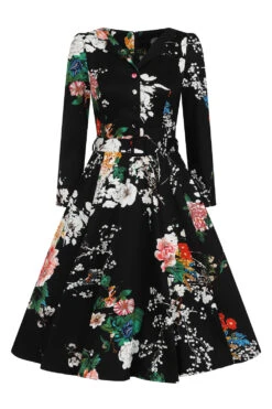 White Iris Floral Swing Dress -EliteCloset Sales Store 1600342088214201