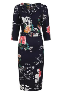 White Iris Floral Wiggle Dress -EliteCloset Sales Store 1600342658236201