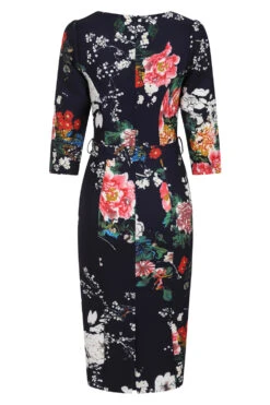 White Iris Floral Wiggle Dress -EliteCloset Sales Store 1600342676236203