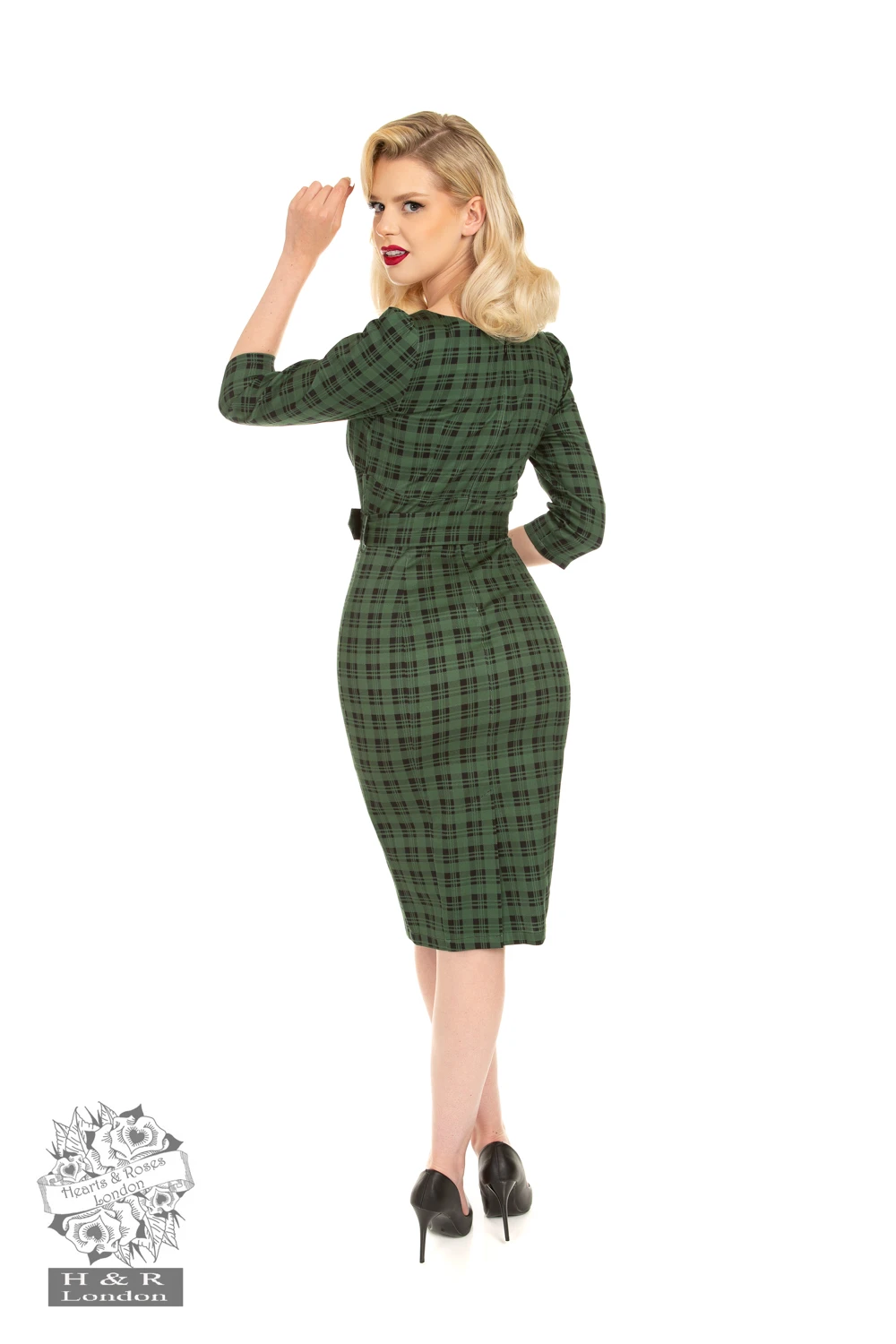 Bailey Green Check Wiggle Dress 2 Bailey Green Check Wiggle Dress - Image 2