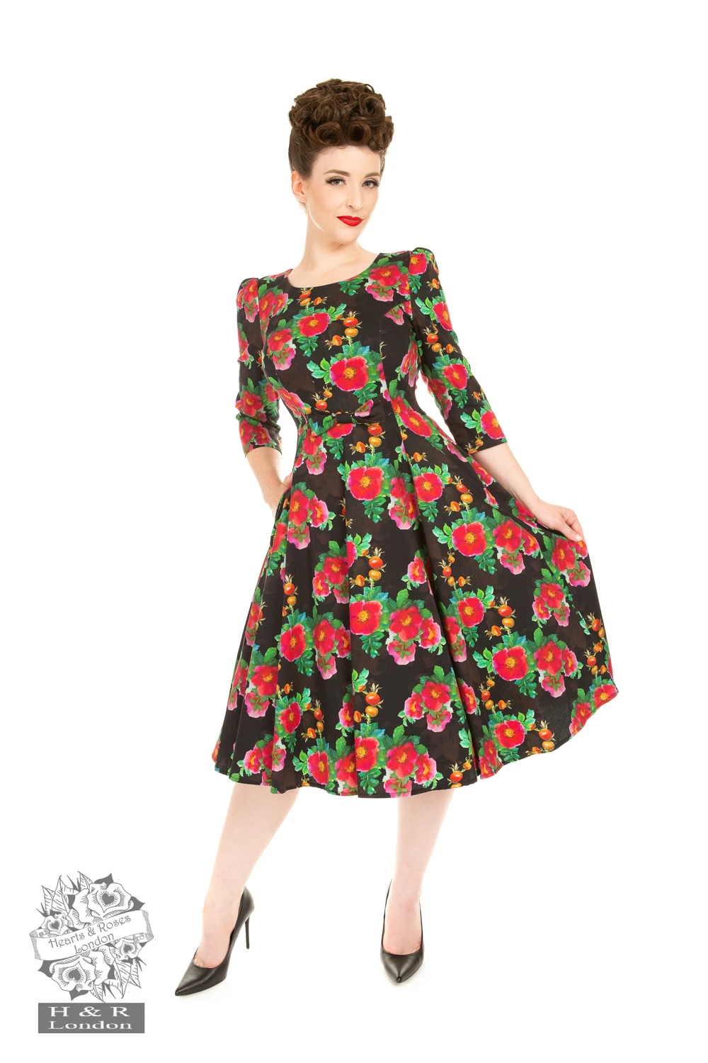 Berry Floral Swing Dress 1 Berry Floral Swing Dress
