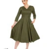 Angelina Khaki Green Swing Dress