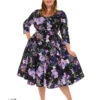 Faye Floral Swing Dress In Plus Size