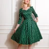 Kylie Green Polka Dot Swing Dress