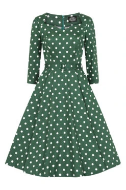 Kylie Green Polka Dot Swing Dress In Plus Size -EliteCloset Sales Store 1661167249456201
