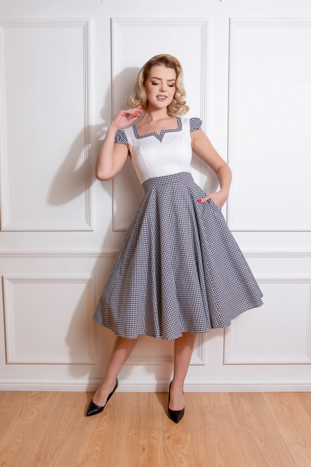 Chelsea Check Swing Dress In Black 1 Chelsea Check Swing Dress In Black