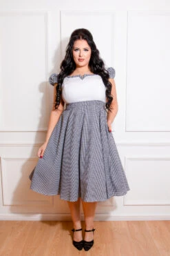 Chelsea Check Swing Dress In Black In Plus Size